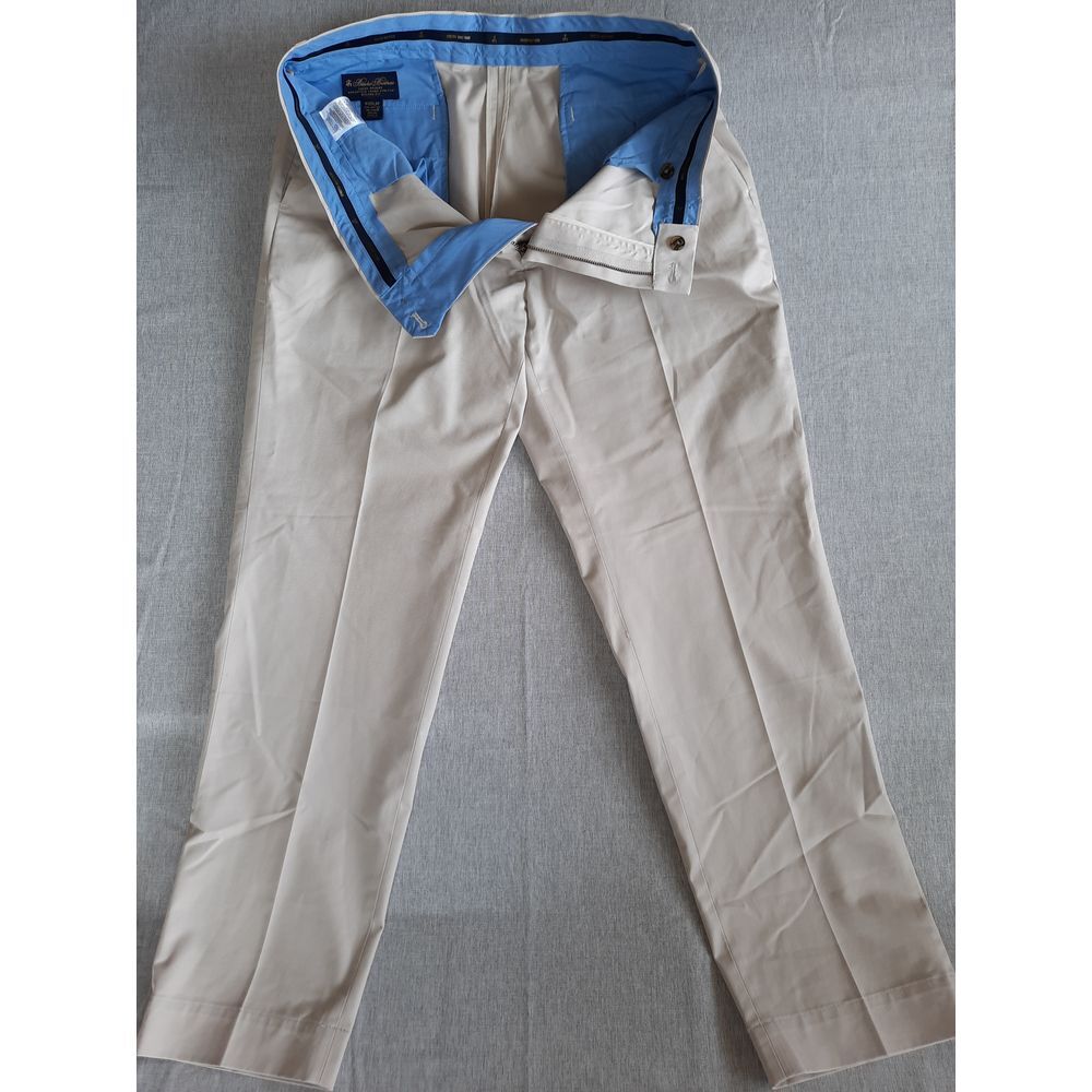 Brooks Brothers Men 37x30 Lightweight Chino Stretch Waistband Pleated Pants